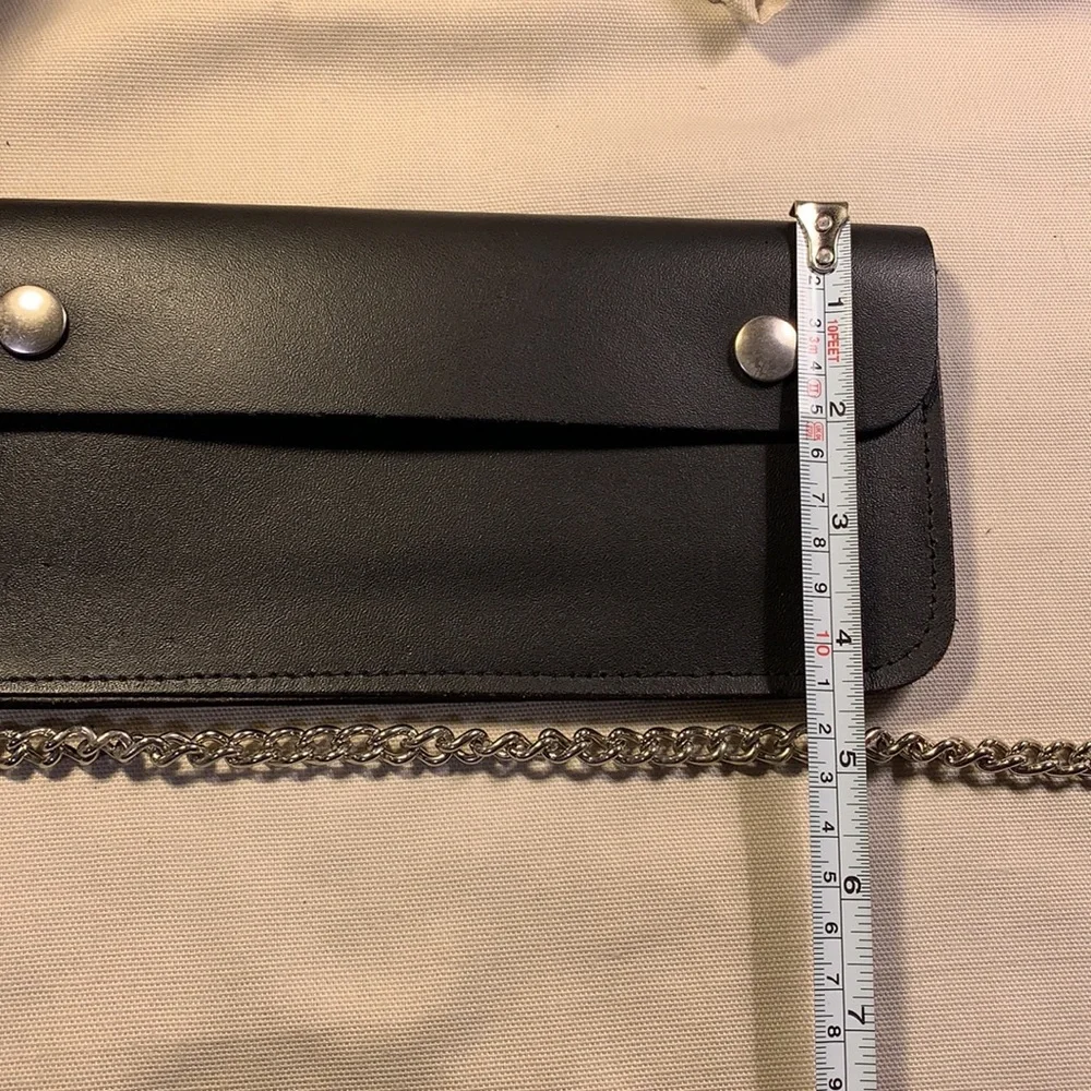 NWOT Leather large wallet on a chain, Motocycle